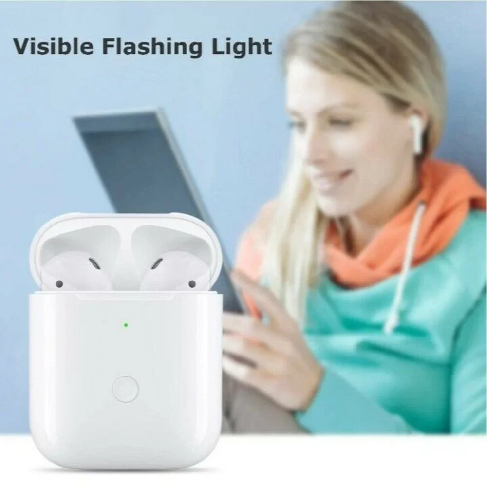 Wireless Charging Case Compatible w/AirPods 1 + 2 Bluetooth Pairing Sync Button